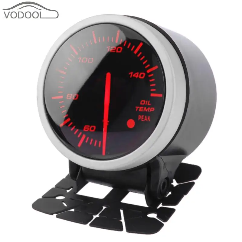 

60mm/2.5" Racing Car Oil Temperature Gauge White Red Light Oil Temp Meter with Sensor Self-test Alarm Function Auto Accessories