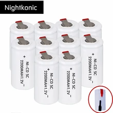 Original High Quality NIGHTKONIC 10 PCS/LOT SC battery 2200mAh rechargeable subc battery replacement 1.2 v NI-CD with tab