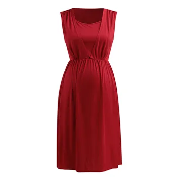 

Summer New Fashion Women O-Neck Pregnant Nursing Maternity Sleeveless Solid Sexy Daily Dress Wholesale Free Ship Z4