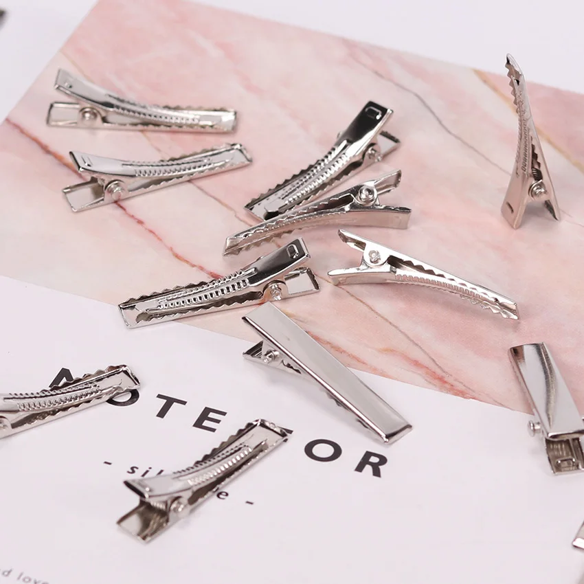 30PCS New 5.6cm Silver Color Hair Clips Flat Barrettes Iron Hairpins