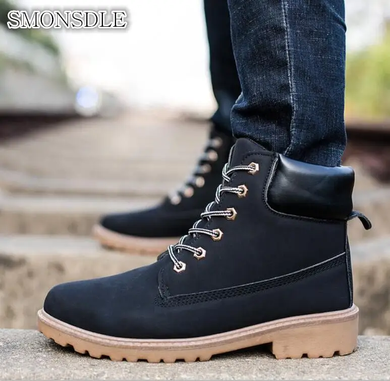 

SMONSDLE Autumn Martin boots men's high men's shoes work boots casual England Europe and large size men's boots Zapatos Hombre