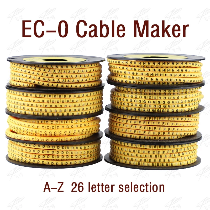 

1000PCS EC-0 Cable Wire Marker A to Z For Cable Size 1.5 sqmm Yellow