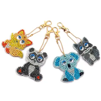 

Cartoon Animal Painting Diamond Keychain Keyring Pendent Decor DIY Kids Toy Gift