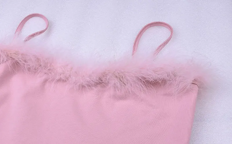 Ins пикантные пушистые искусственный мех укороченные бретели для женщин без рукавов с открытой спиной розовый вязаная майка с бретельками Лето Bralette Feminino Cami Crop Top