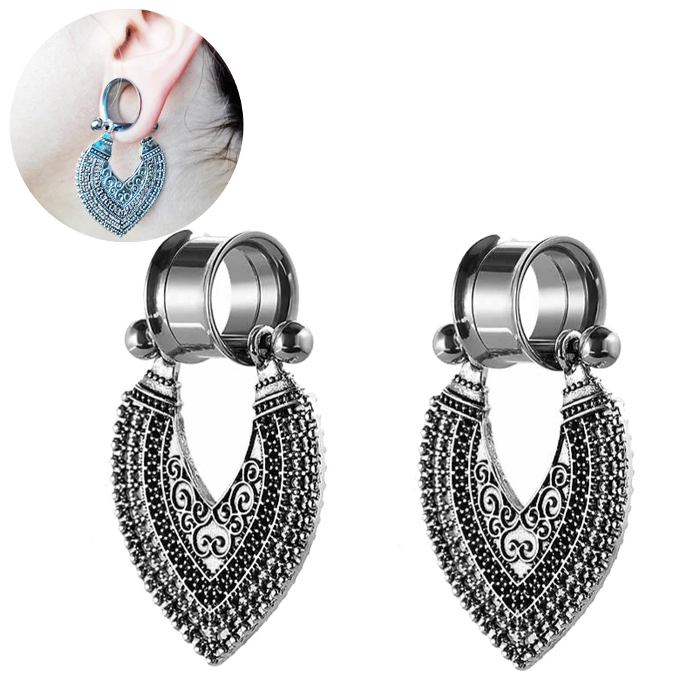 

BOG-PAIR Earrings Piercing Body Jewelry Stainless Steel Dangle Expanders Ear Plugs Tunnels Screw Gauges Studs Set Fashion Gift