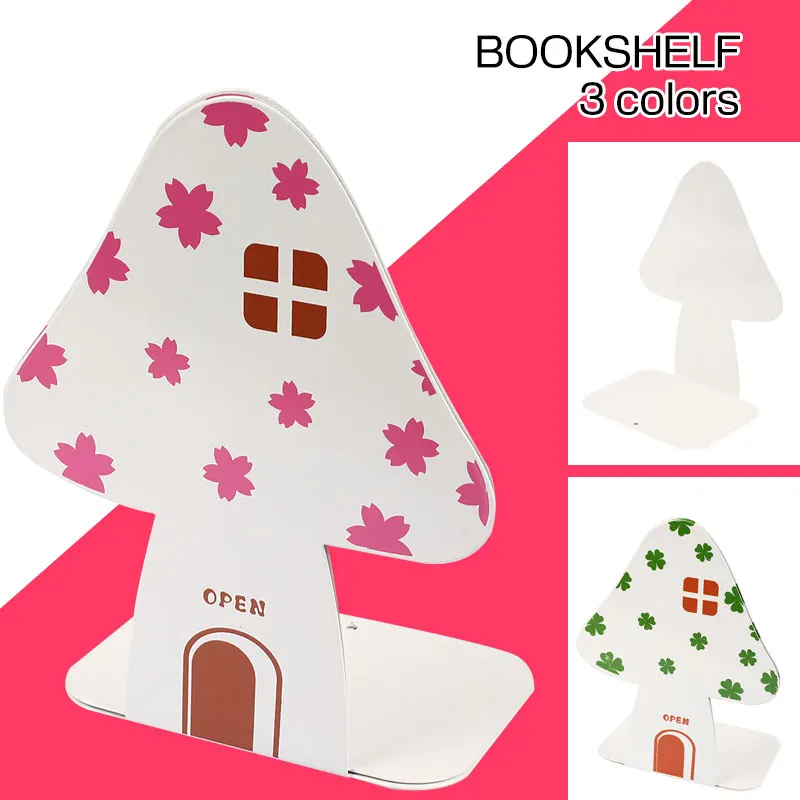 

2Pcs Book Stand Iron Bookends Mushroom Shape Book Stand Stationery Bookends Frame Brand new Anti-skid Bookends Book Ends Shelf