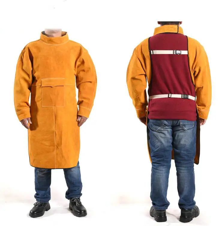 XL/XXL прочная кожаная сварная длинная куртка фартук защитная одежда сварщик одежды аргоновая дуговая сварка Рабочая безопасность одежда