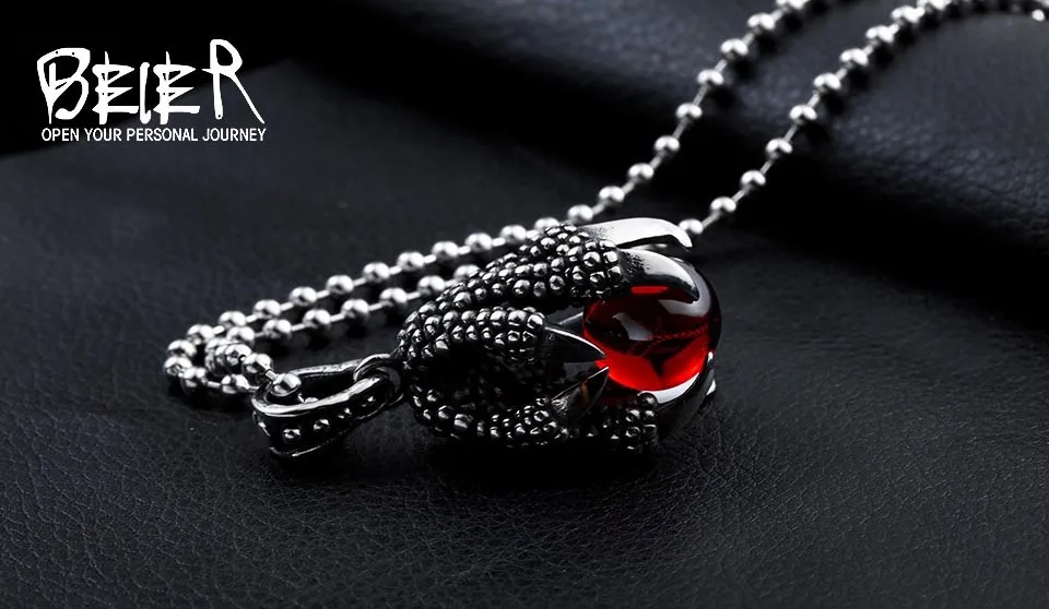 Одна деталь человека Super Cool Черный/Красный камень большой CZ Орлиный коготь Цепочки и ожерелья подвеска для парня девушку BP8-129
