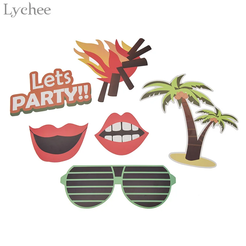 

Lychee 36pcs Hawaii Carnival Photobooth Props Summer Beach Party Photo Booth Props DIY Baby Shower Party Supplies