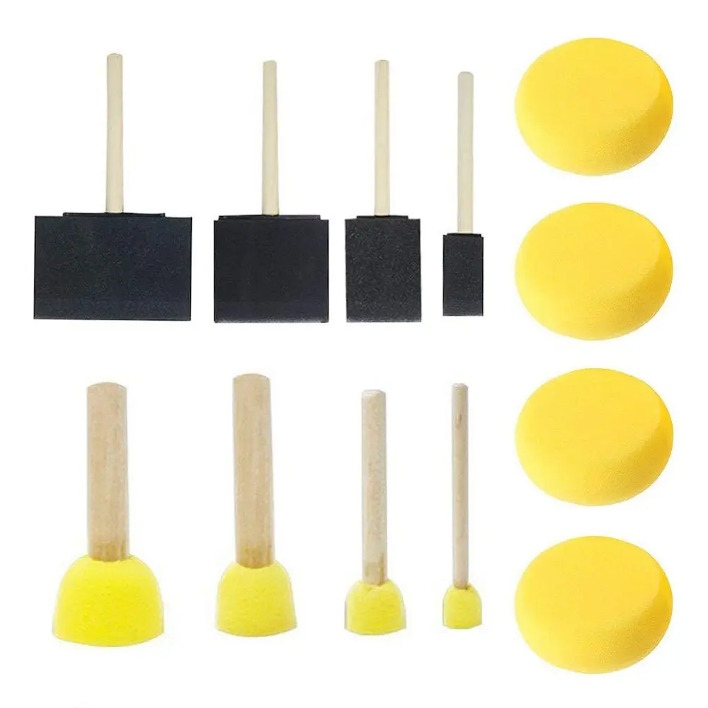 10PCS Foam Brushes Sponge Painting Brushes With Handle For Staining
