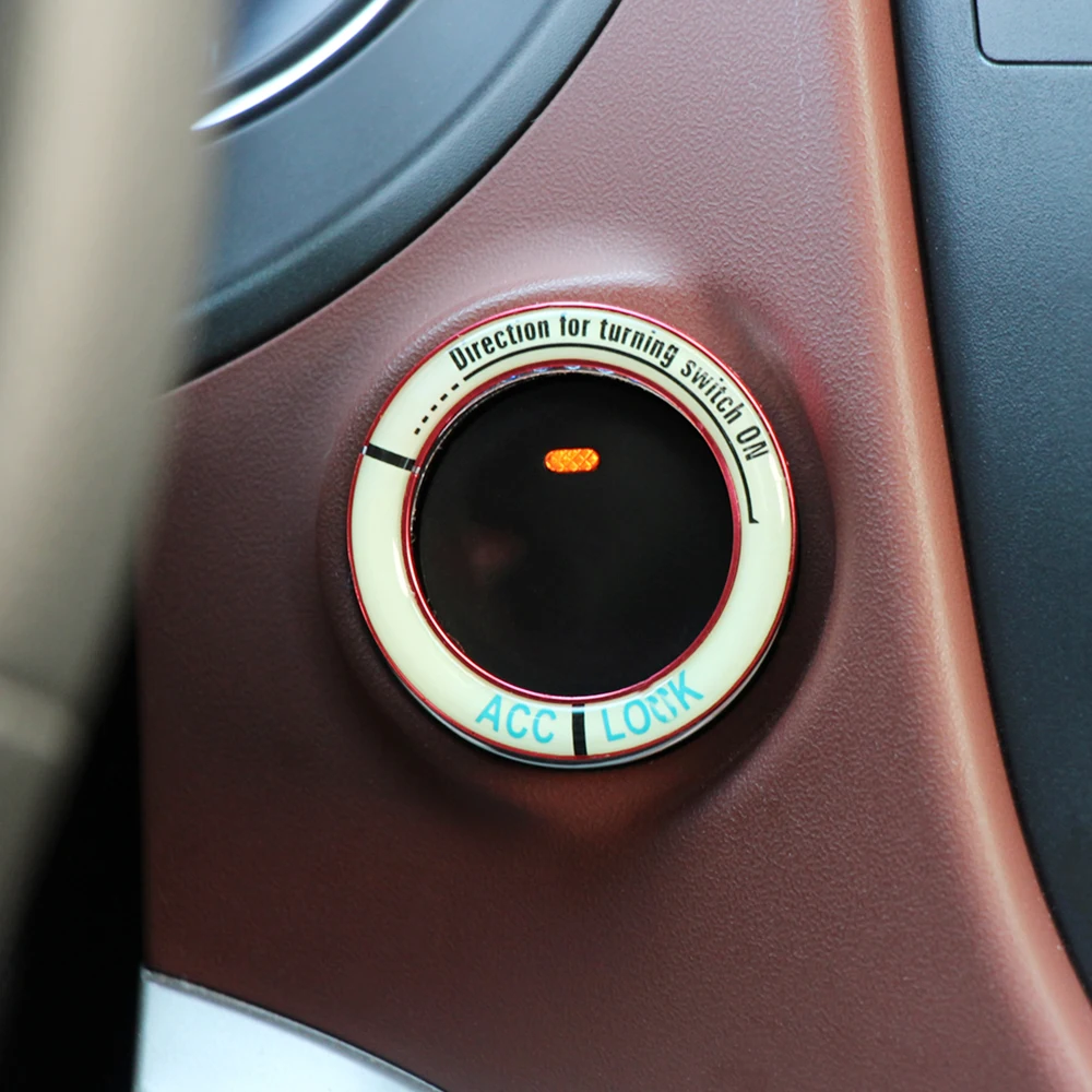 Crystal Car Engine Start Stop Ignition Key Ring For Fiat 500 600 500l