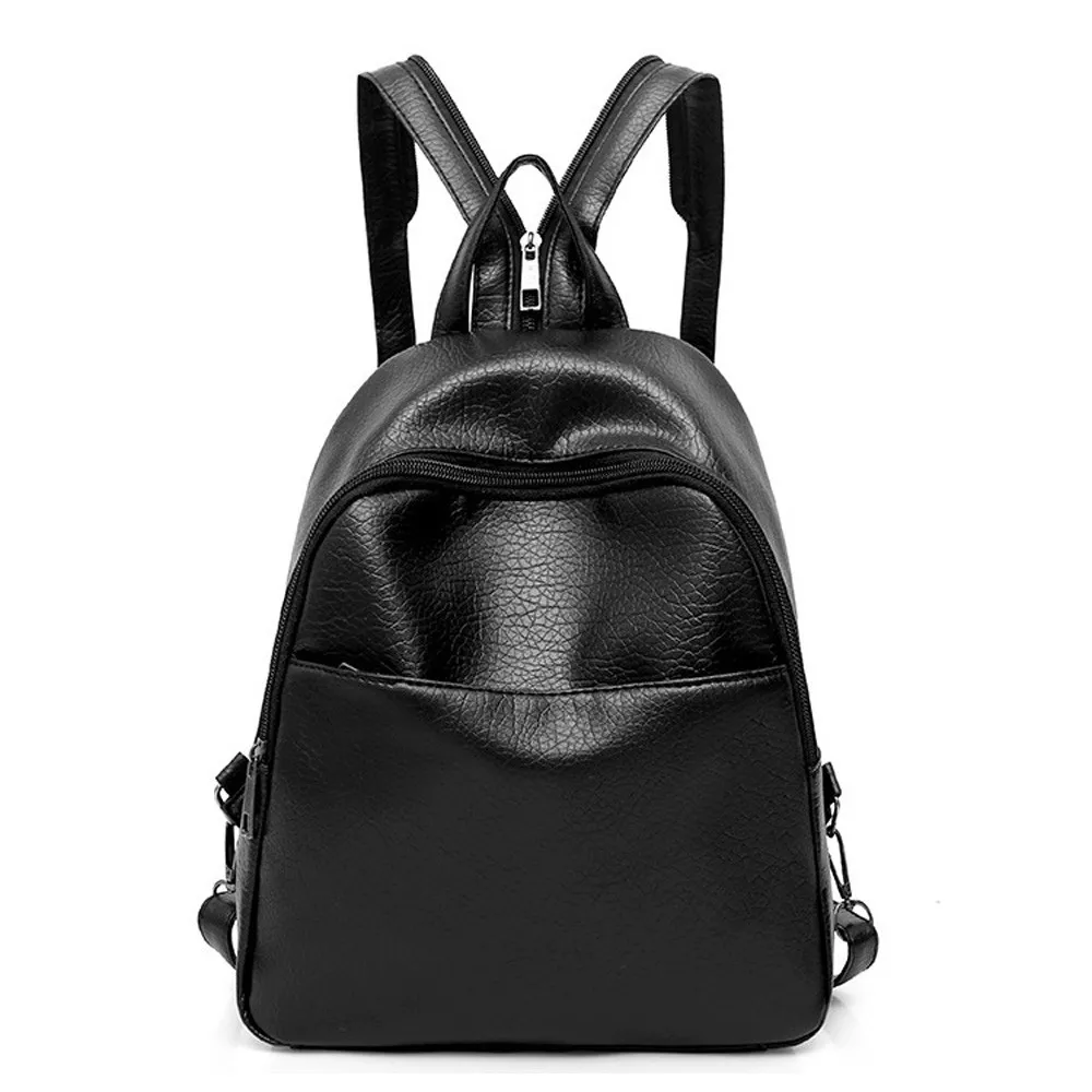 

Fashion Teenager Backpack Women Three Sets Fashion Backpack Shoulder Bags Clutch Solid Color Black #B5