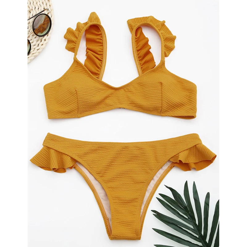 2018 Sexy Lotus Leaf Bikinis Women Swimsuit Brazilian Bikini Set Beach