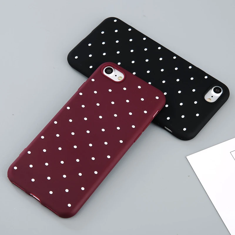 

For iPhone 8 7 6 6s Plus Phone Cases Fashion Polka Dot Design Soft TPU Full Protection For iPhone XSmax XS XR X Case Cover Back