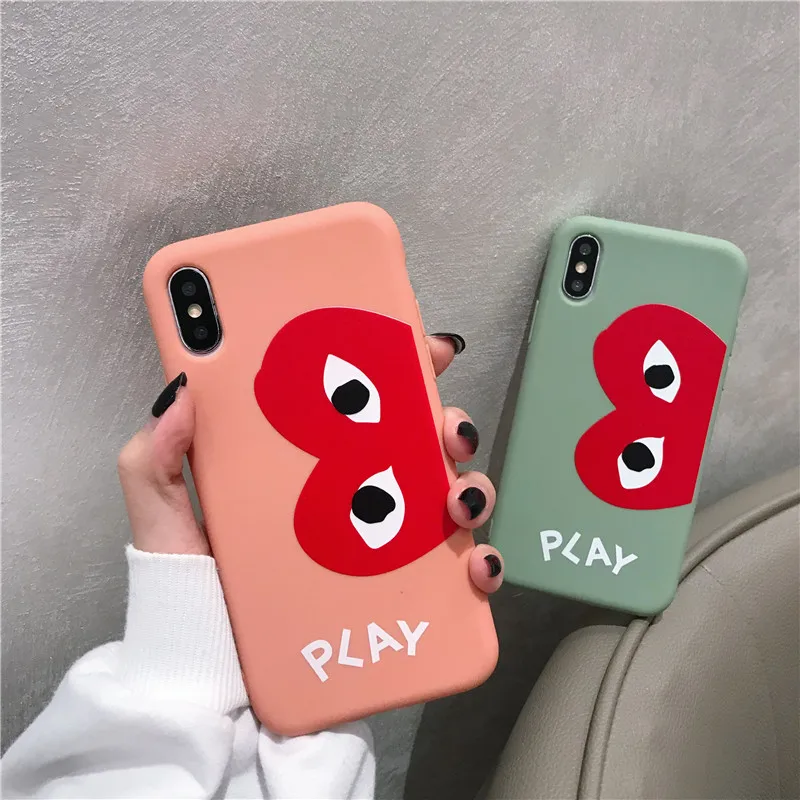 

Comme des Garcons Case For iPhone 6 6s Plus Xs Max Xr X 8 7 Cute Love Heart CDG Play Candy Color Soft TPU Couple Silicone Cover