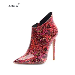 

ARQA 2019 Autumn and winter New pointed high-heeled women's booties Classical color Pattern Women Shoes Big Size 33-45