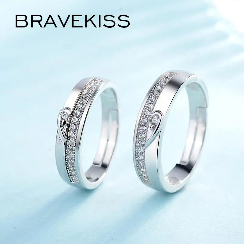 BRAVEKISS крошечные сердце кубический циркон Регулируемый изысканное кольцо набор