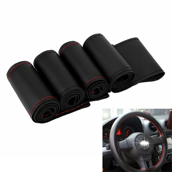 

Soft Leather DIY Steering Wheel Covers With Needle and Thread Car Covers Braid on the Steering-wheel of Car 38cm/40cm