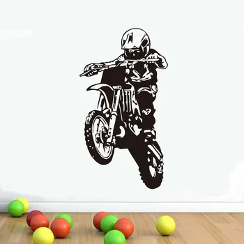 

Free Shipping Motocross Wall Stickers Motorcycle Vinyl Adhesive Removable Wall Decals For Boy Rooms Home Decoration