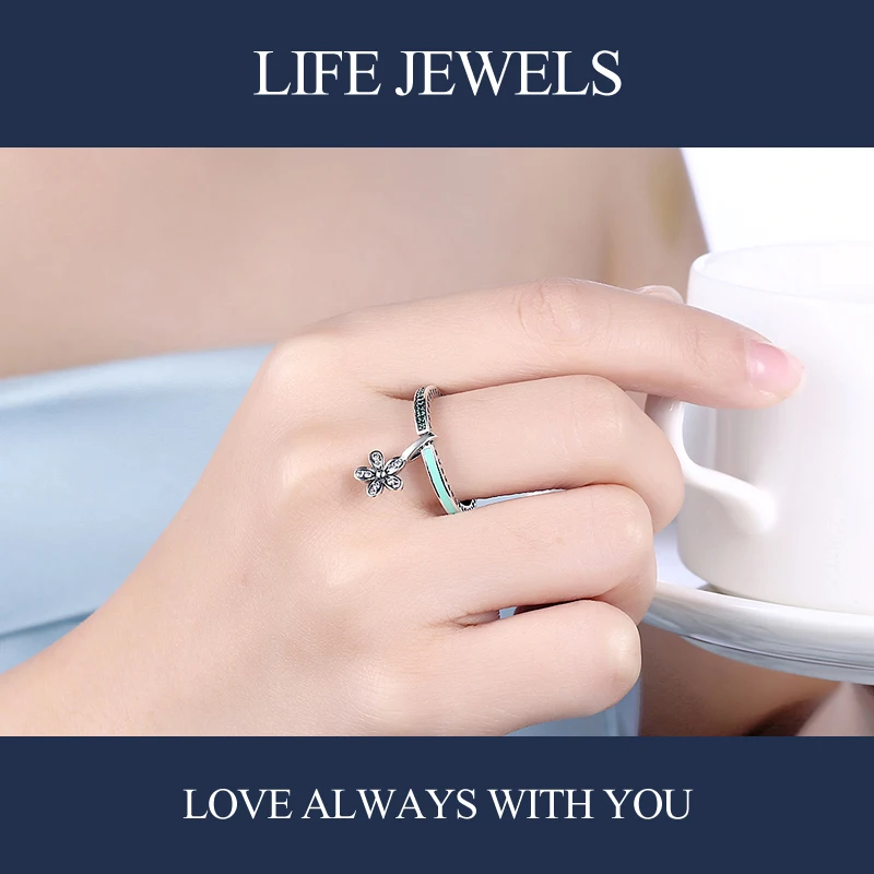 Authentic100% 925 Sterling Silver Austria Zircon Rings Charm l Women Luxury Sterling Silver Valentine's Day Gift Jewelry 18168 Fine Jewelry