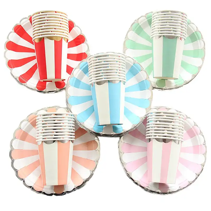 Цветная полосатая бумажная салфетка под тарелку кружку соломы для дня рождения, свадьбы Вечерние декоративный для Бэйби шауэра вечерние пр...