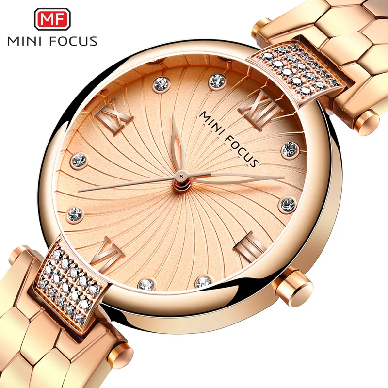 

MINIFOCUS Brand Luxury Fashion Watches Women Quartz Lady Watch Women's Wristwatch Ladies Relogio Feminino Montre Femme Rose Gold
