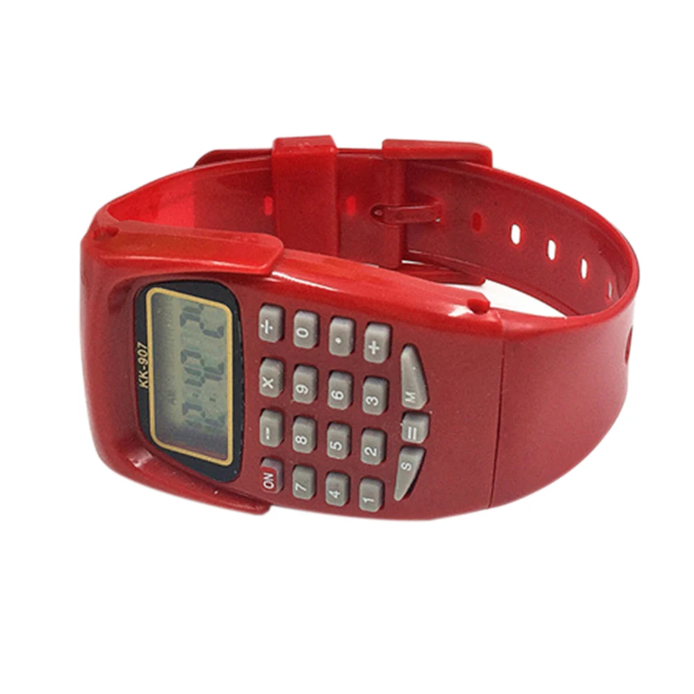 1 шт. многофункциональный портативный цифровой калькулятор спортивные светодиодные часы расчетный инструмент для детей - Цвет: Red
