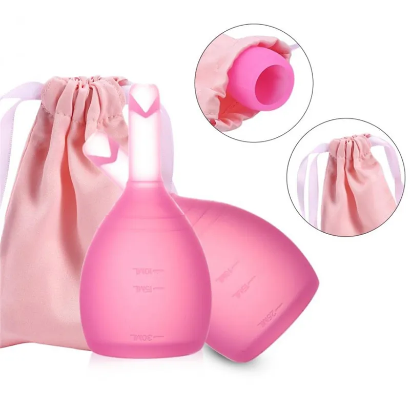 2 Sizes Silicone Soft Reusable Period Menstrual Cup Menstrual Cup Female Women Medical Hygiene Leak Proof 3 Colors