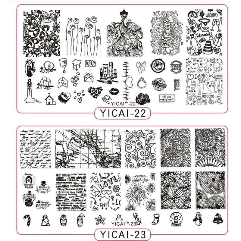 NEW! 1pc Nail Stamping Plates Template YICAI 01-40 3D Flower Series Image Plates Nail Art Manicure Templates Beauty Polish Tools 2