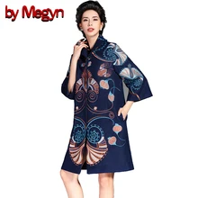 by Megyn 2017 Winter Women Wool Blends Trench Overcoat Fashion Vintage Embroidery Floral Pattern Coats Plus Size XXL 6A93