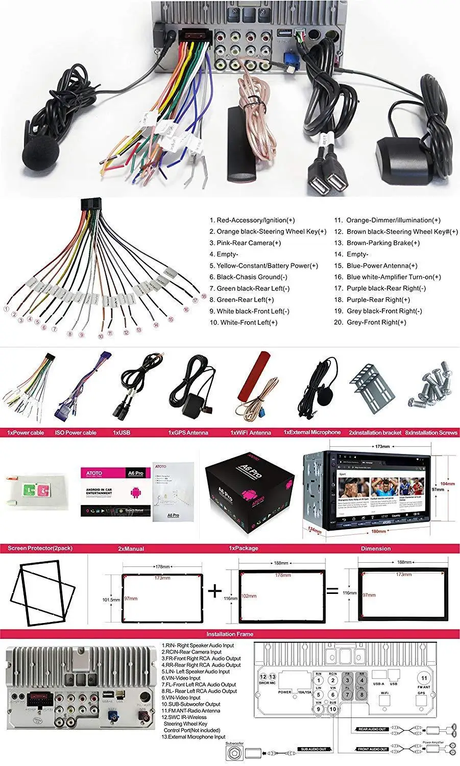 ATOTO A6 2 Din Android Car GPS estéreo reproductor/2x Bluetooth/A6Y2721PRB-G/gesto de las manos de operación/Indash radio Multimedia/WiFi/USB