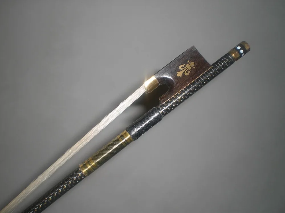 

1 PC High Quality Strong Carbon Fiber Violin Bow 4/4 Gold Wire Pro Inlay Bow 1001# White Bow Hair