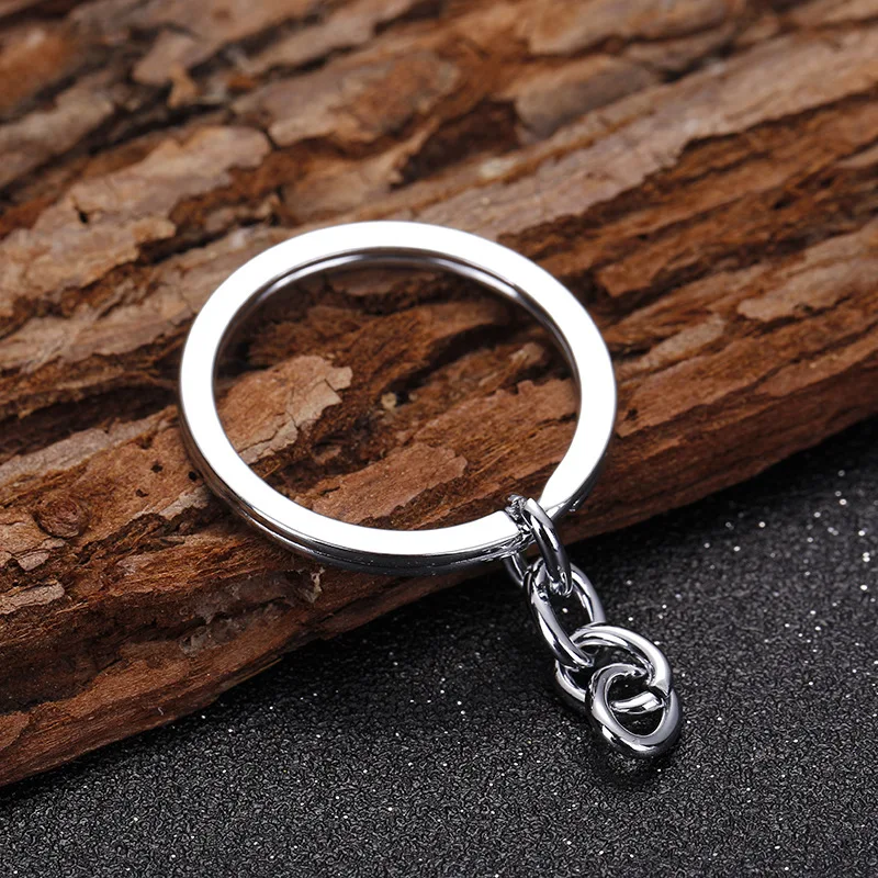 20pcs/lot Iron Flat Chrome Keychain Rings with Extension Chain Fit