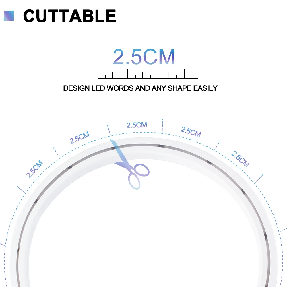 12 В светодиодный неоновый светильник SMD 2835 гибкий светодиодный неоновый светильник IP67 водонепроницаемый 2,5 см для DIY светодиодный светильник со словами для помещений и улицы ing