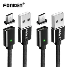 FONKEN Micro USB Magnetic Cable Mini USB Magnet Phone Cable for Mobile Quick Charger 1m Max 2.4A LED Charge Data Sync Cord