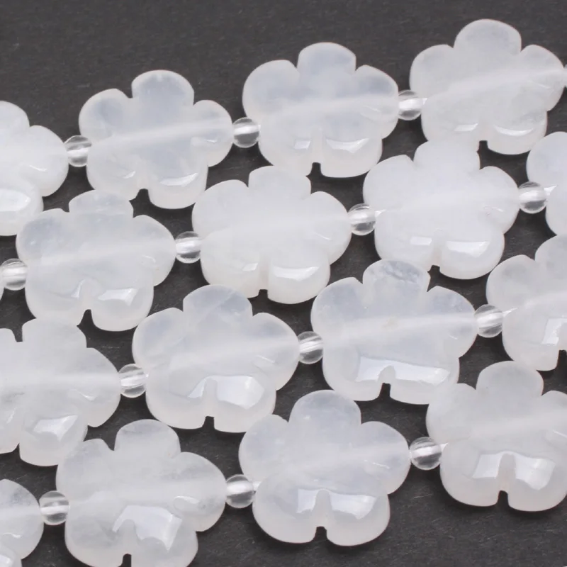 

flower shape Natural white jades tone beads Natural GEM beads DIY spacer beads for jewelry making strand 15" wholesale !