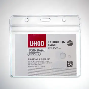 

Coloffice 10PCS/Set Thick Double-sided Transparent Waterproof ID Card Holder Work Badge Card set Factory card work card tag soft