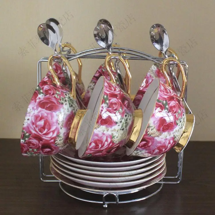 Free shipping, Ceramic cups set cup holder belt rustic coffee cup and