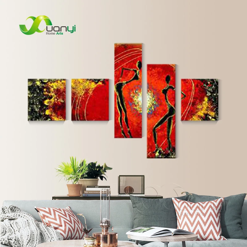 

5 Panel Abstract Picture Hand Painted Canvas Oil Paintings Abstract Wall Decor Abstract Modular Picture For Living Room Unframed