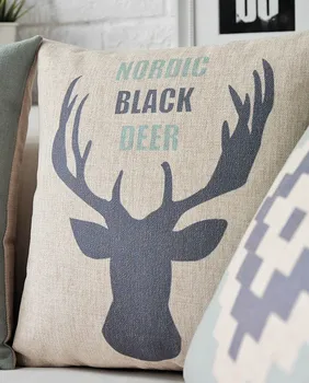 

Free Shipping/Nordic cartoon deer head geometry cotton pillowcase car sofa cushion for leaning on of 45x45cm