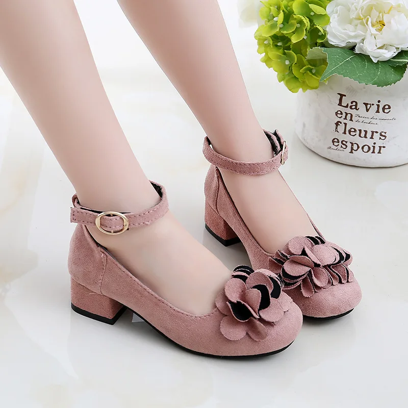 Preto das Crianças Sapatos de Couro para Crianças de Salto Sapatos para Festa de Casamento Rosa Vermelho Meninas Alto Princesa Grande Vestido Sapatos 16 meninas princesa sapatos para festa de casamento