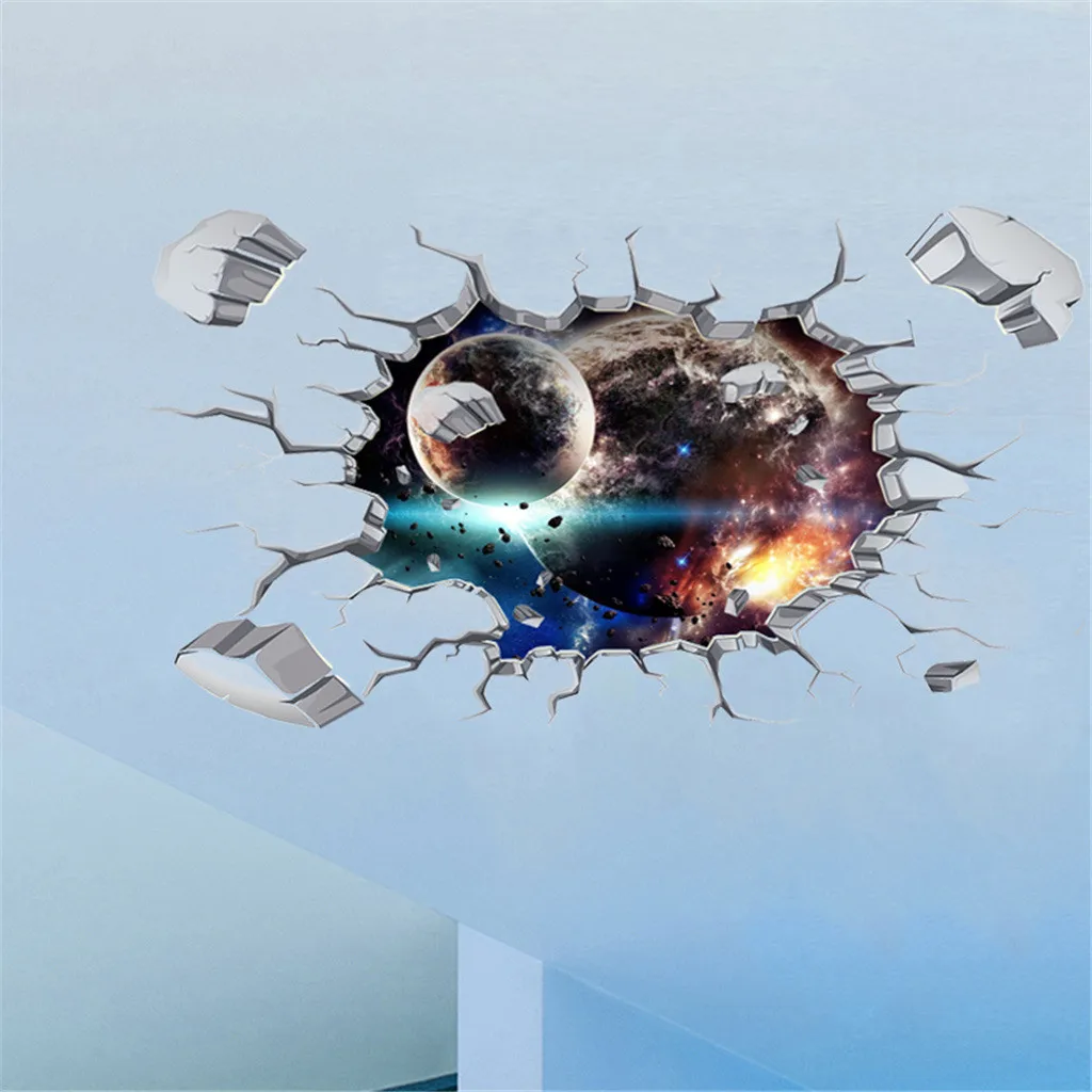 

3D DIY Family Home Wall Sticker Removable Mural Planet pattern printing wall Decals Vinyl Art Room Decor 2019 fashion