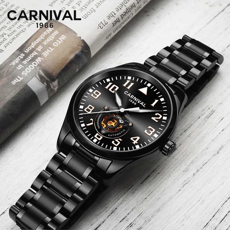 

Carnival mechanical men's self-winding tourbillon mechanical watch luxury waterproof automatic hollow watch men's watch 2018 881