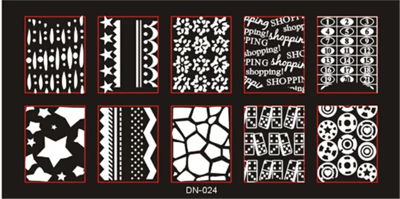 Новые пластины для штамповки ногтей штамп с лаком для ногтей из нержавеющей стали DIY набор шаблонов для маникюра инструменты для ногтей - Цвет: DN24