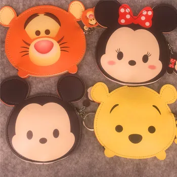 

Women Coin Purse Cartoon Bear Tigger Mini Key Holder Purse for Girls Leather Zipper Small Coin Storage Bag Pouch bus card bag