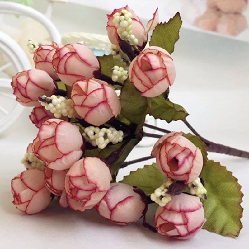 15 голов/Brouquet имитация шелковых роз цветы Brouquet искусственные розы Bract для дома Свадебная вечеринка фестиваль декоративные