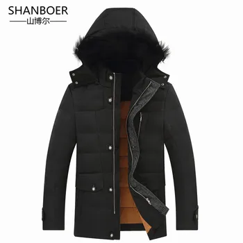 

2018 Thicken Warm Winter Duck Down Jacket for Men Fur Collar Parkas Hooded Coat Plus Size Overcoat Western Style