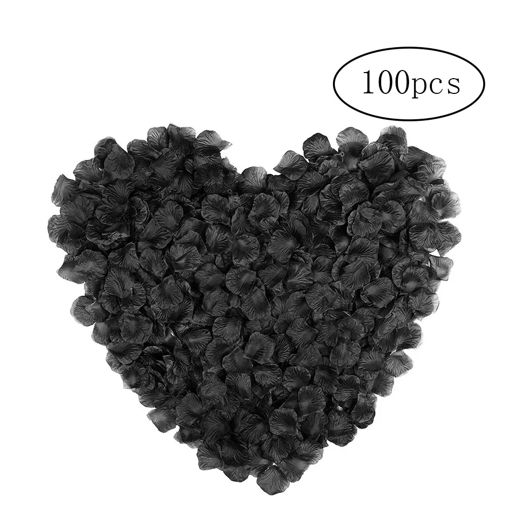 

100Pcs Real Touch Simulation Rose Petals Multi Usage Silk Fabric Petals For Wedding Home Room Decor Black Colorful