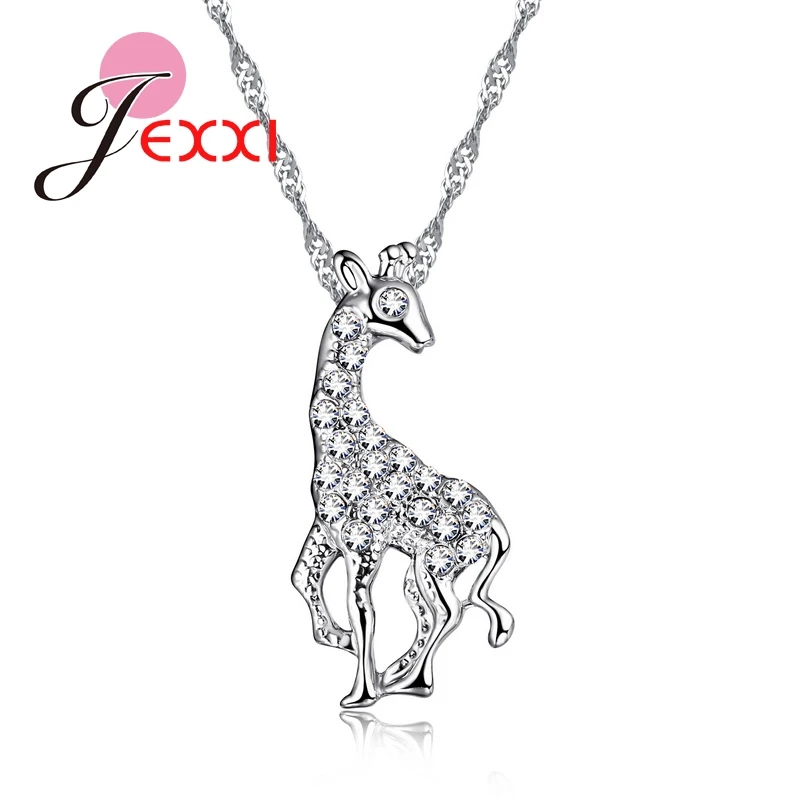 

Animal Pendant Jewelry Lovely CZ Giraffe Shape Pendant Necklace 925 Sterling Silver Accessories Women Best Collier