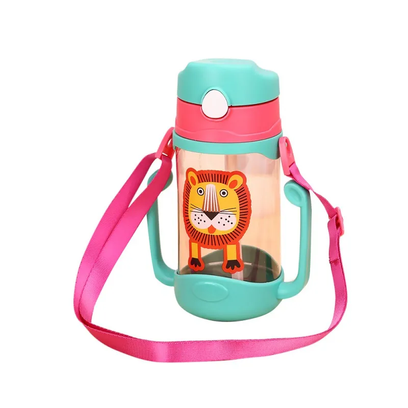 

Hot 400ml Little Lion Infant Learning to Drink Cup Handle Strap Children Cups Straw Cups Bouncing Kettle Cute For Newborns